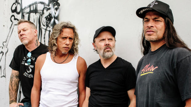 From left: James Hetfield, Kirk Hammett, Lars Ulrich and Robert Trujillo, of the hard-rock band Metallica, at their headquarters in San Rafael, Calif.